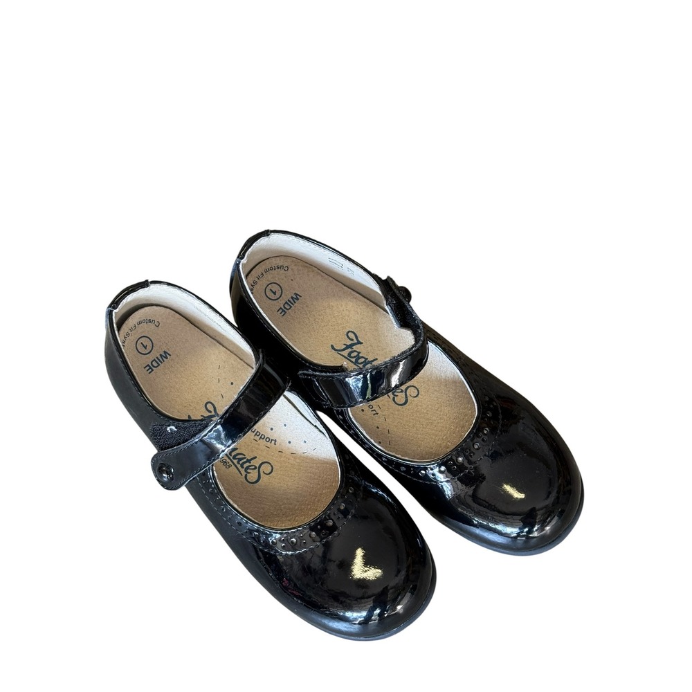 Footmates Emma Black Patent Leather Mary Jane Shoes Kids Size 1 Wide EMMA-3106